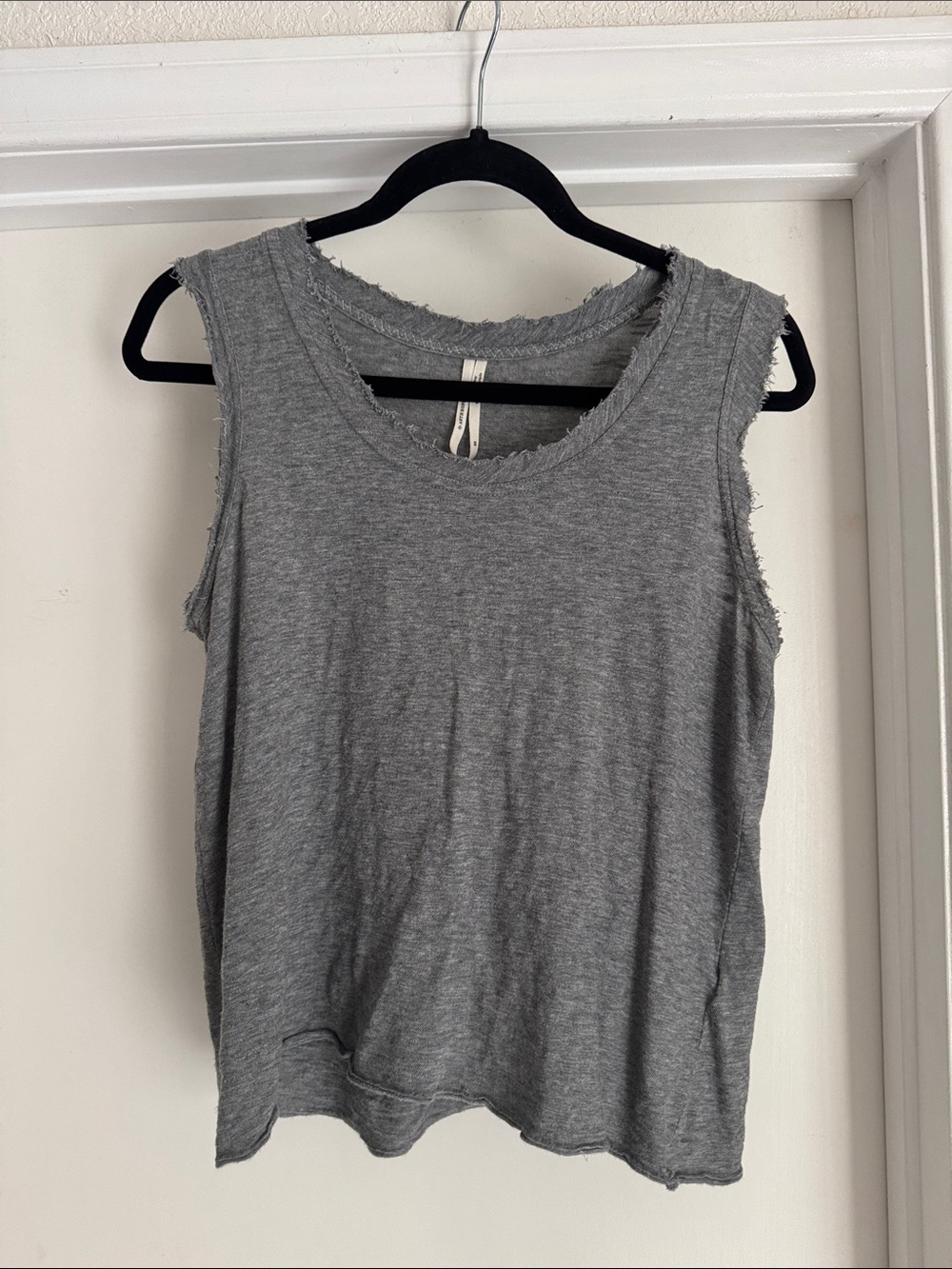 Anthropologie Gray Raw-Edge Cotton Tank Top XS